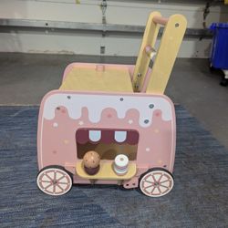 Wooden Ice Cream Parlor Baby Walker And Activities. Push Height 20in Good Condition