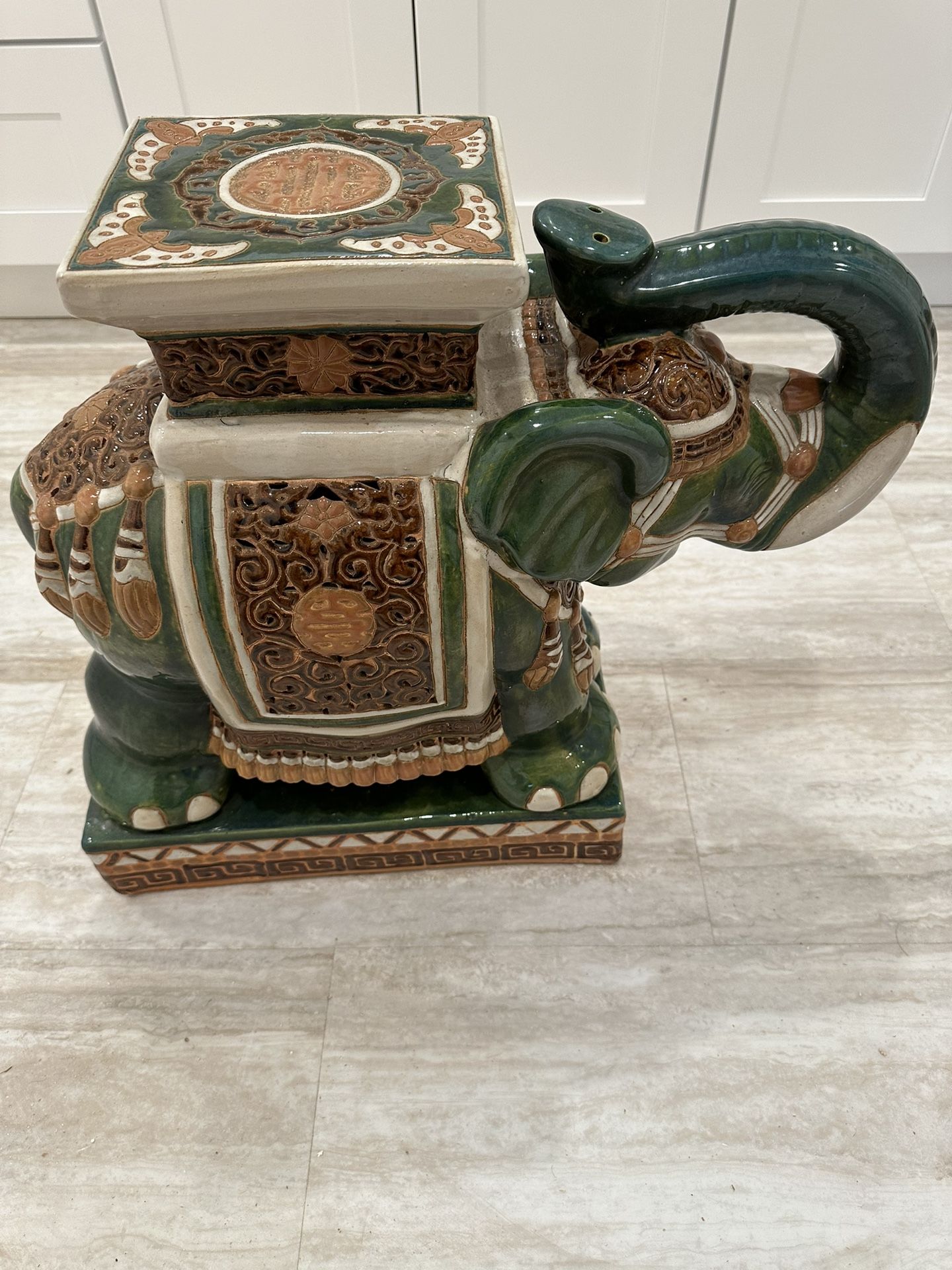 Vintage Ceramic Chinese Royal Elephant Plant Stand