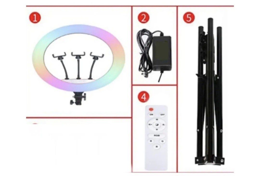 KTELI 18 Inch RGB Ring Light Photography Ring Lamp with Tripod Remote