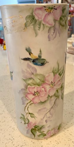 Hand-Painted Porcelain Cylinder Vase