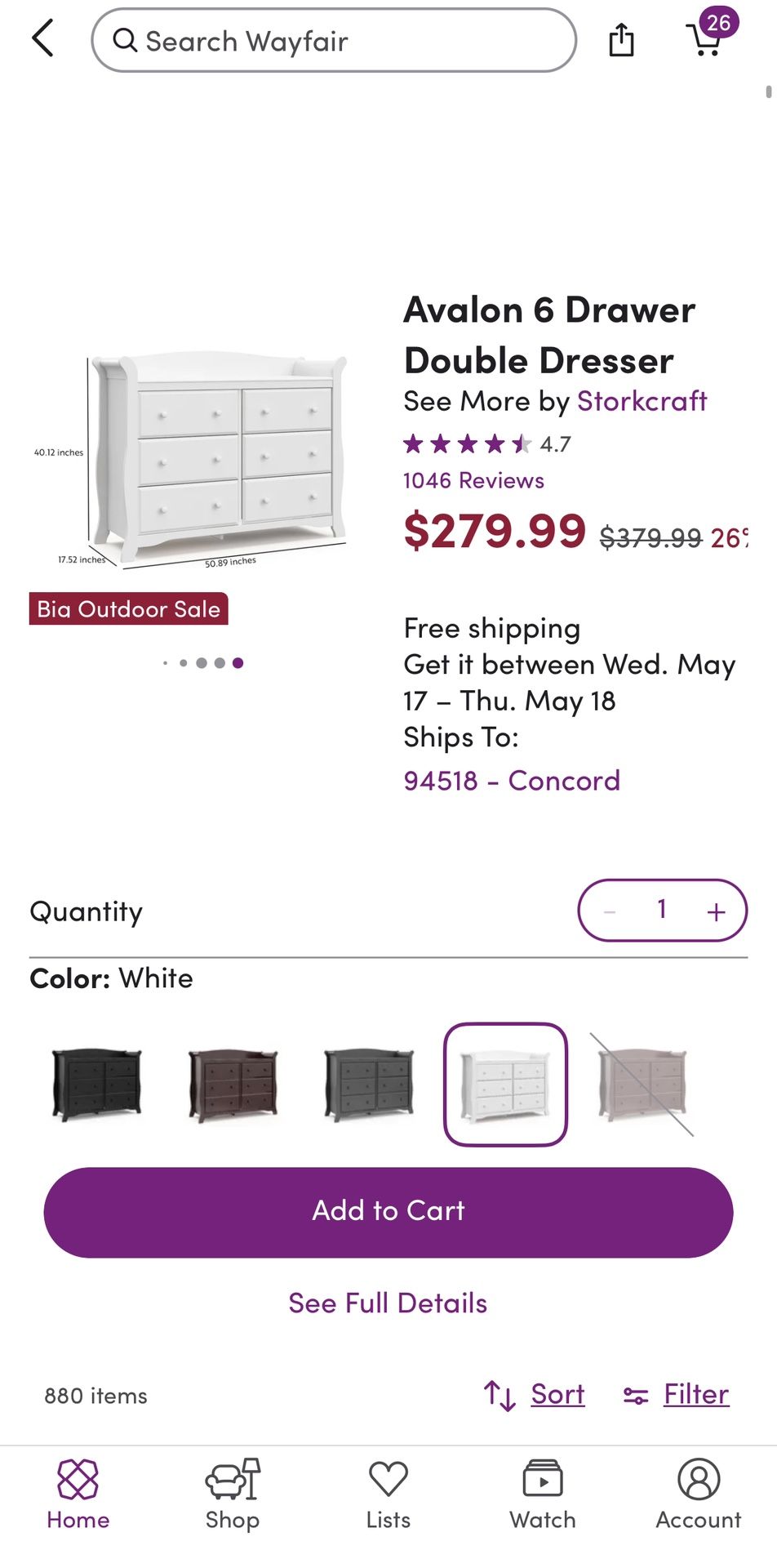 Baby Changing Table With 6 Drawer Dresser
