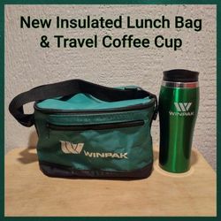 NEW INSULATED LUNCH BAG & TRAVEL COFFEE CUP
