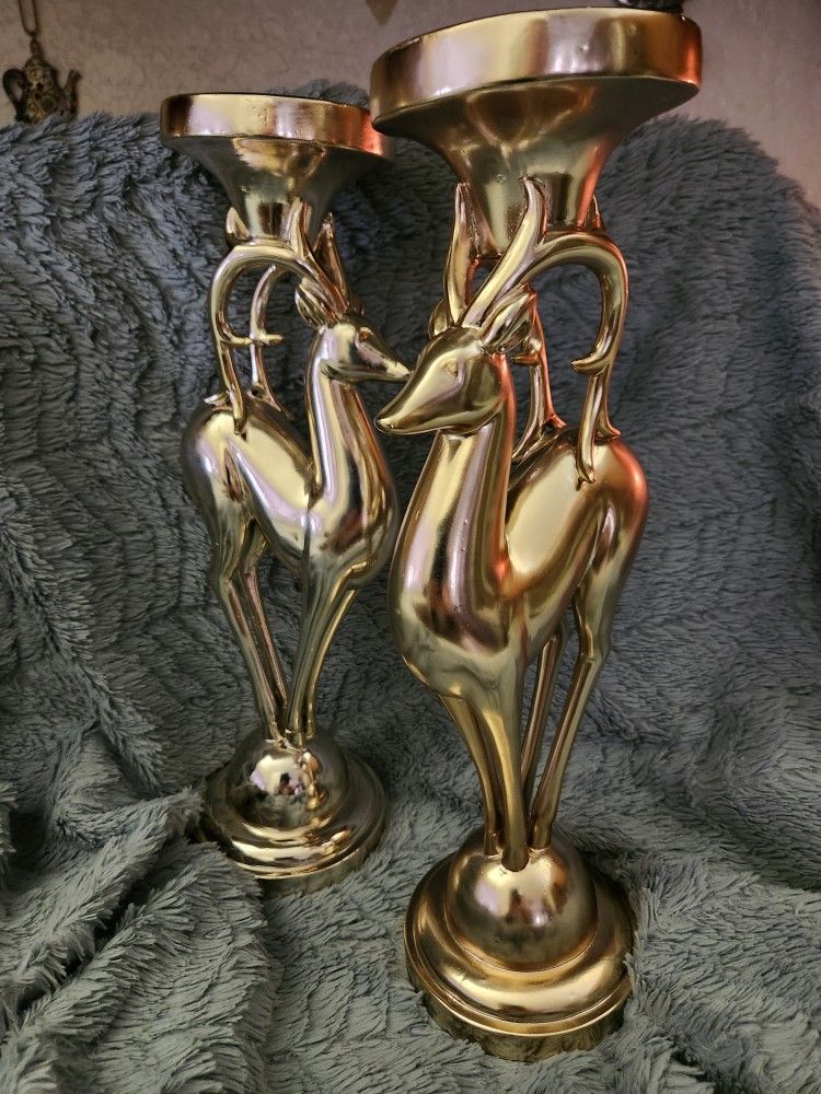 Beautiful 15" Tall Candle Reindeer Holders