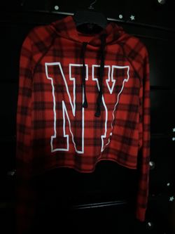 Red, Black & White Juniors Cropped Hoodie.