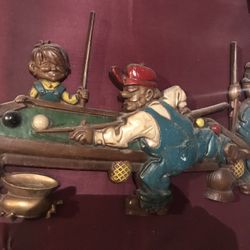 Heavy metal wall hanging pool players