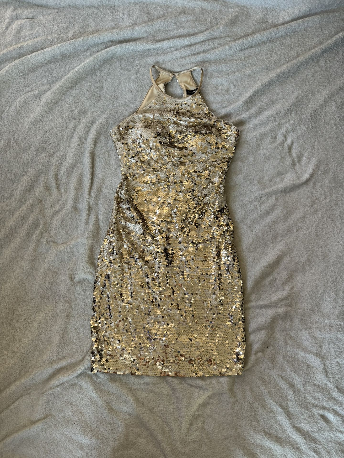 Size 1 Sequin Heart Gold Dress