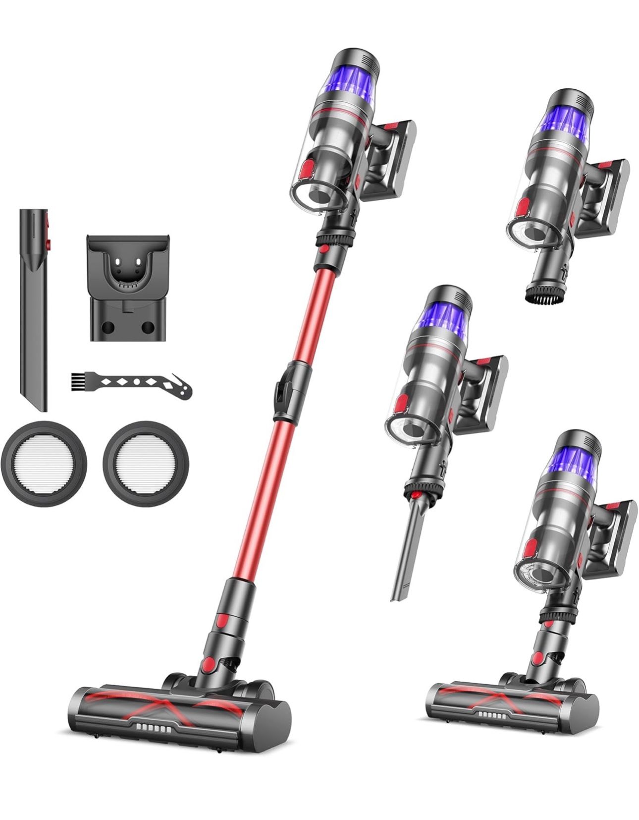 Ultenic Cordless Vacuum Cleaner, 550W/45Kpa, 60Mins Runtime, 180°Bendable Wand, Anti-Tangle Brush, Stick Vacuum Cordless with Charging Dock, Handheld