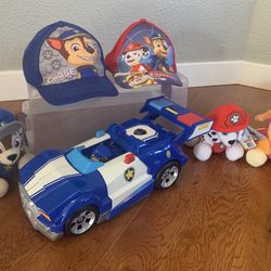 Paw Patrol Package - Chase City Cruiser, Paw Patrol Hats, & Paw Patrol Bath Sponge Set