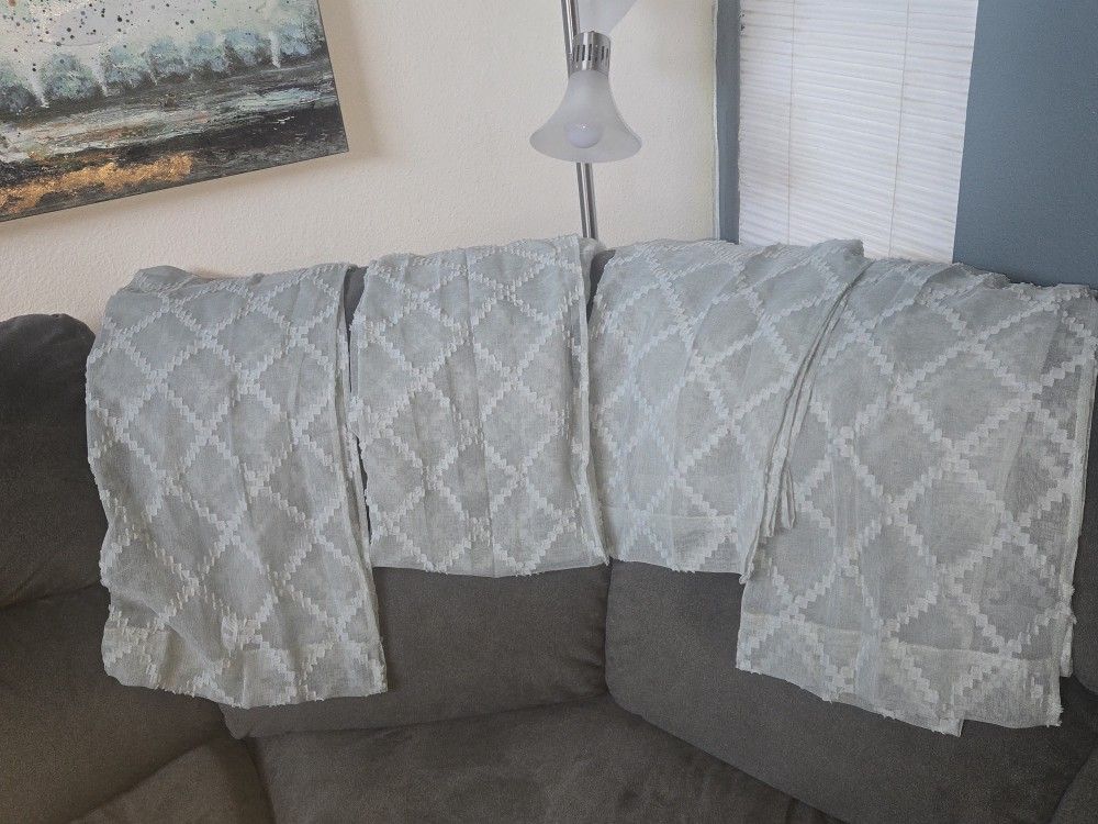 4 panels 63in Light Green Sheer