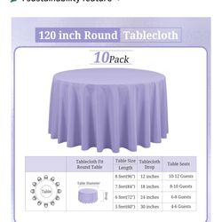 10 Round Lavender Table Cloths