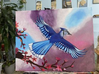 Blue Jay Bird Art Painting