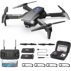 Drone with Camera for Adults, 1080P HD FPV Foldable Remote Control Drone with 3D Flips/Altitude Hold/Gesture Selfie/Waypoint Flight, 2 Batteries and C