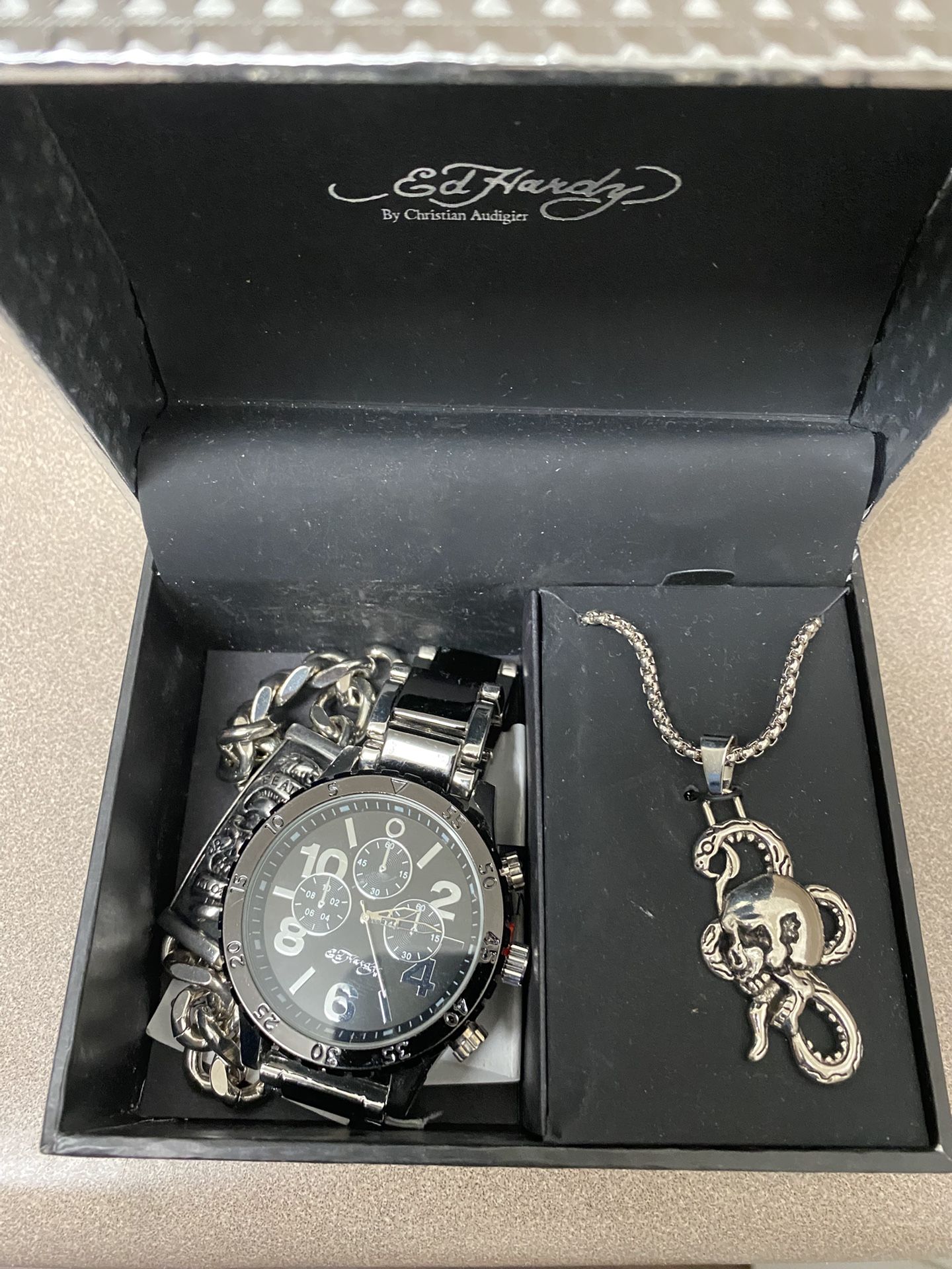 Ed Hardy Watch And Silver Pendants