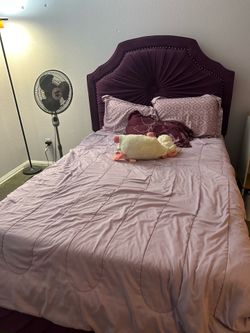 Purple velvet bed frame for full sized bed