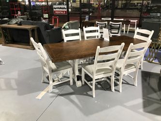 Rusitc farmhouse dining table with 6 chairs new