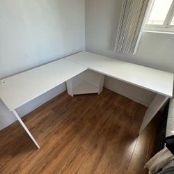 White Corner Computer Desk Vanity