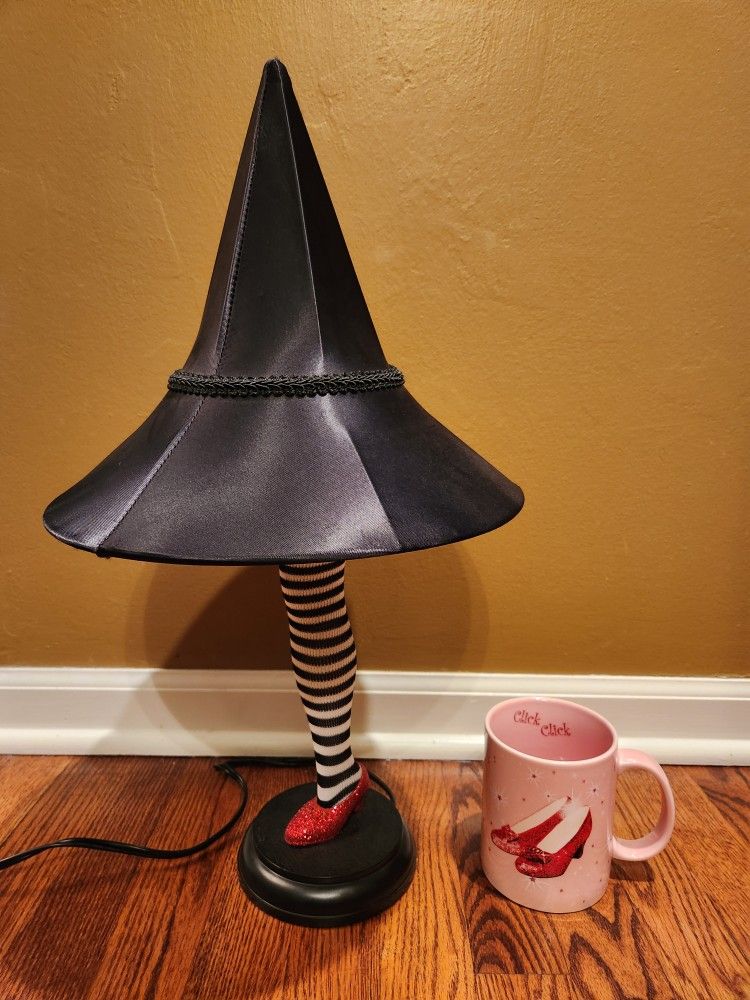 Halloweenπ₯Read for FREE Offerπ₯Wicked Witch Table Lamp w/ Fabric Shade & Ruby Slipper Mug