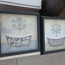 Set Of Two Bathroom Shadow Box Style Prints