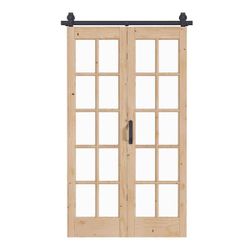 48in. x 84 in. Full Lite Pre Assembled Clear Glass Brown Solid Core Wood Bi-fold Door with Hardware  Pre-assembled and easy setup: door panel comes re