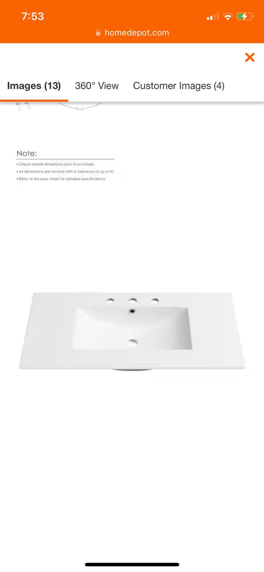 36 in. W x 18 in. D Single Sink Vanity Top with 3-Faucet Holes