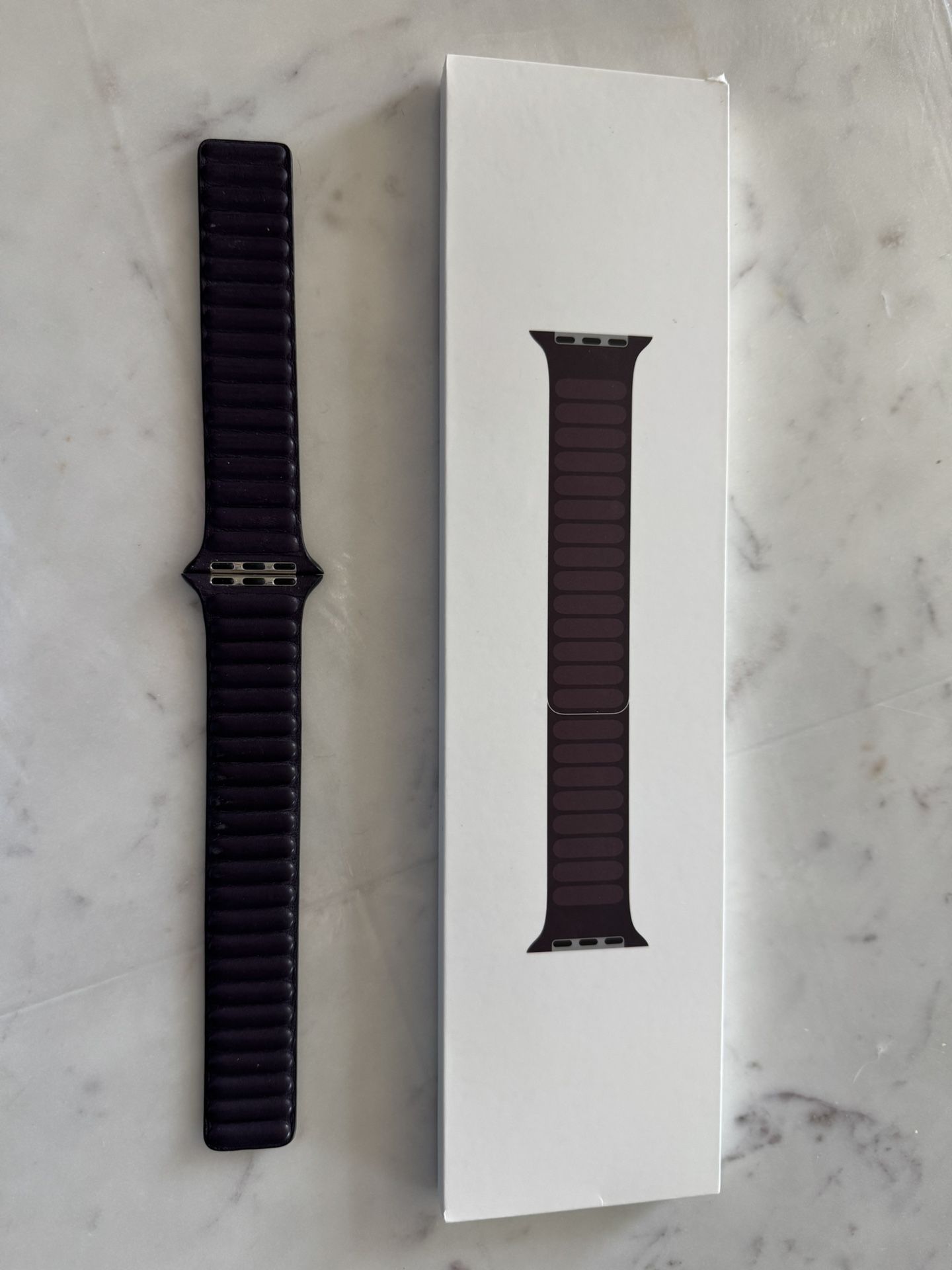 Apple 45MM Magnetic Leather Link Watch Band Dark Cherry M/L