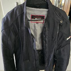 Mens Black Bilt Polyester Padded Motorcycle Jacket Sz SML