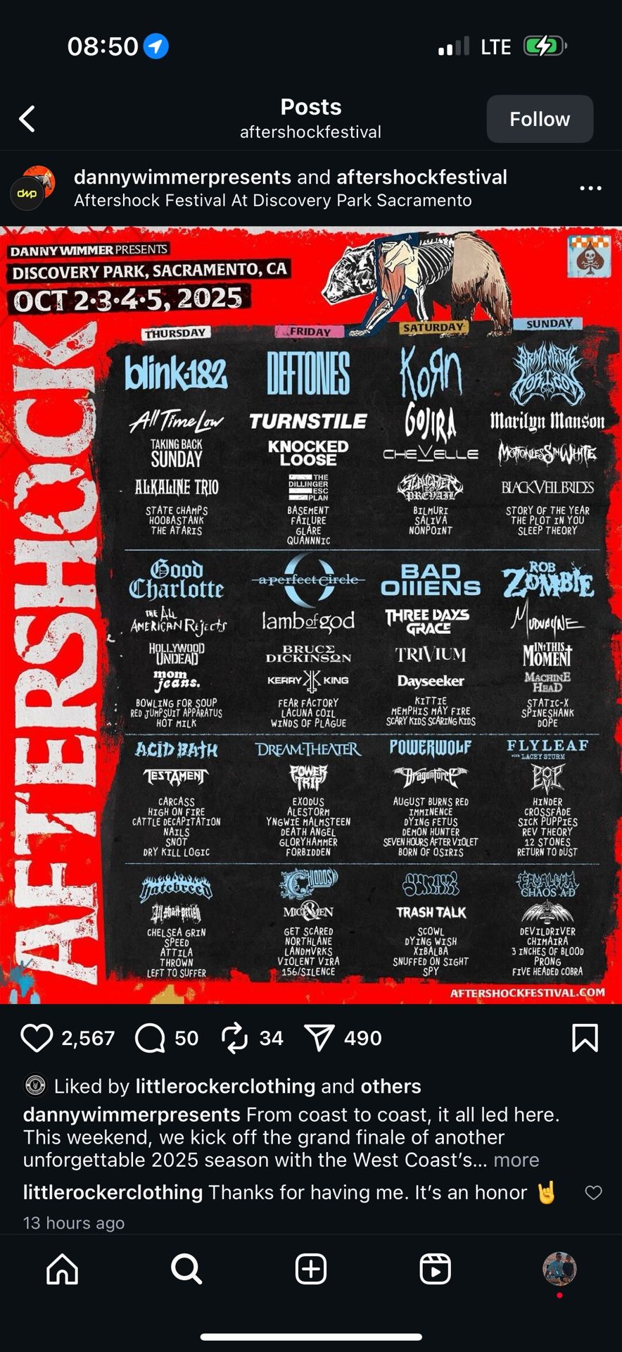 Looking For 2 Saturday Aftershock Tickets