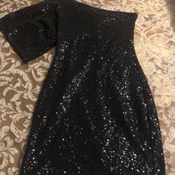 Black Sequined Short Dress