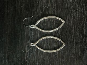 Silver Marquise Hoop Drop Earrings