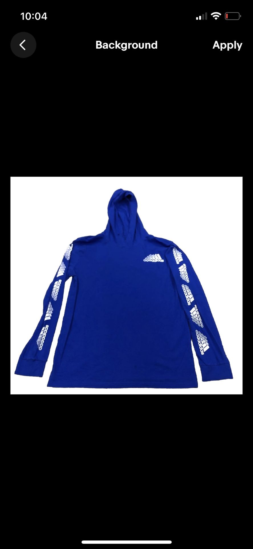 Adidas Kids XL Blue White Tee Hoodie Long Sleeve Training Top/men Small