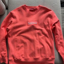 Supreme FW18 Fluorescent Pink Box logo Crewneck