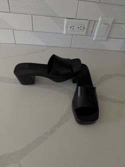 Steve Madden Black Block Heel Slide Sandals