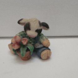 Vtg Mary's Moo Moos "Bloom Where You Are Planted" Enesco (1994) Figurine #104914