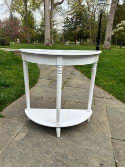 White wooden entryway table or console table
