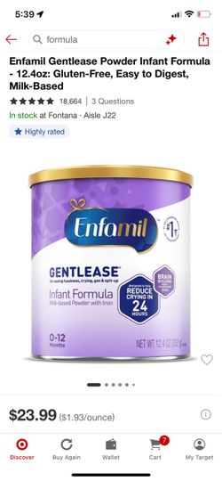 Enfamil Gentlease Powder Infant Formula - 12.4oz: Gluten-Free, Easy to Digest, Milk-Based