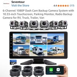 6-Channel 1080P Dash Cam Backup Camera System with 10.33-inch Touchscreen, Parking Monitor, Radio Backup Camera for RV, Truck, Trailer, Van