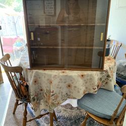 Rare Vintage Solid Oak Wall Cabinet with Sliding Glass Doors – Borges Maple of California