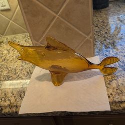 vintage amber crackle glass fish