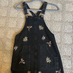 Black Floral Embroidered Zara Overalls Kids Size 14