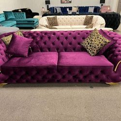 Lupino Purple Velvet Sofa & Loveseat