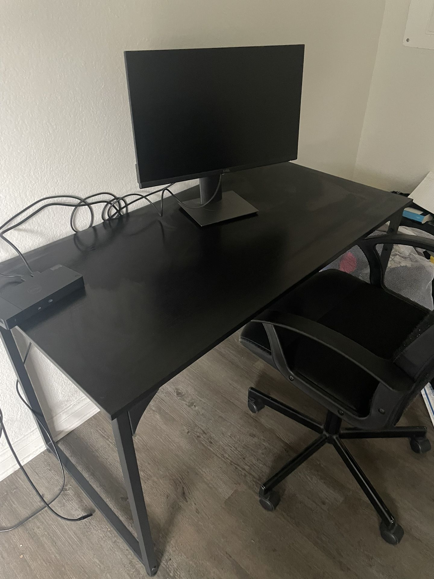 Home Office Desk & Chair Set - Sturdy 47" Desk + Adjustable Chair