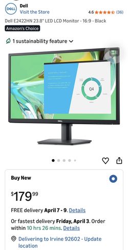 Dell E2422HN 23.8" LED LCD Monitor - 16:9 - Black
