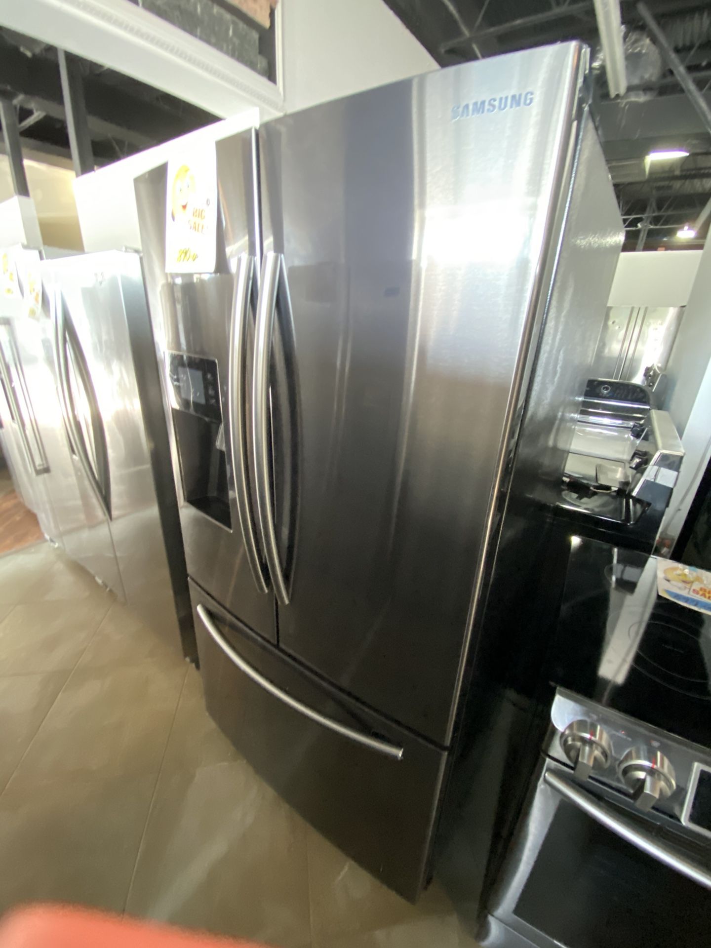 Samsung stainless steel refrigerator 36” wide working perfect and 45 days warranty. Delivery service available