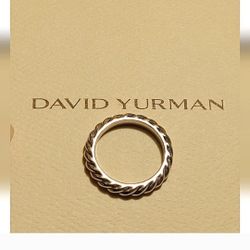 David Yurman Sculpture Cable Narrow Ring Band Size 7 .925 STERLING SILVER 