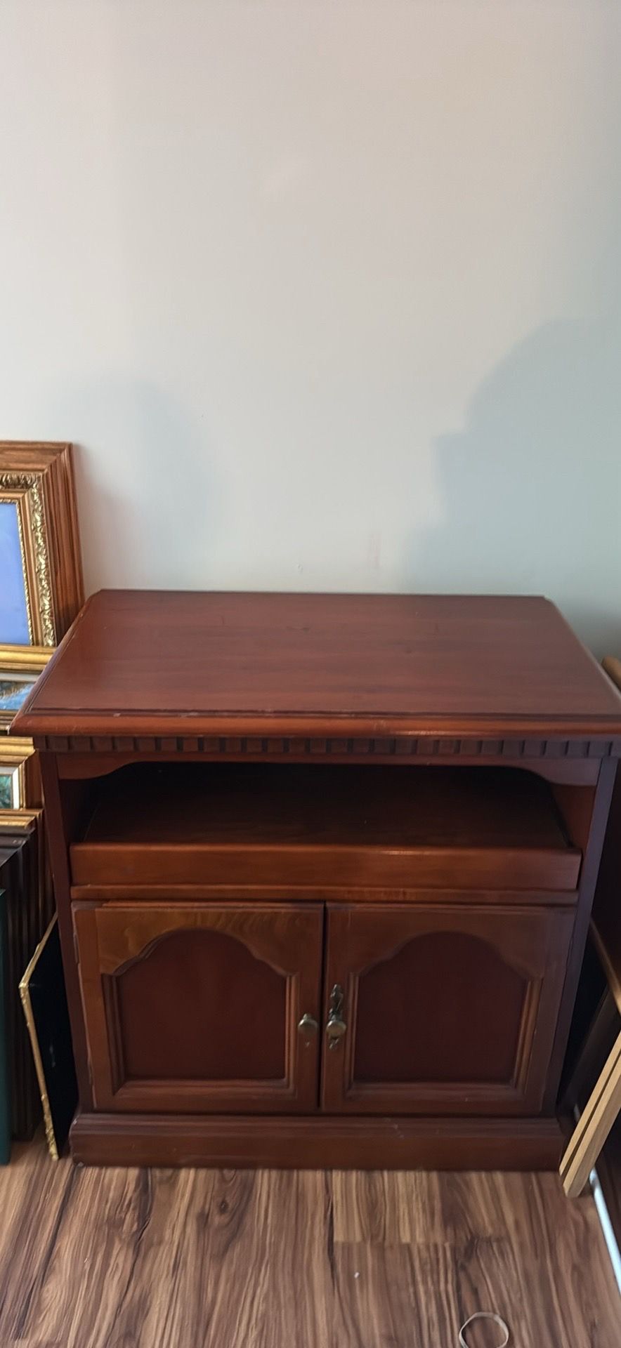 Nice Real Wood Dark Brown Printer/TV/Microwave Stand