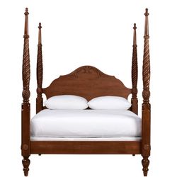 Ethan Allen Queen 4 Post Bed & 2 Nightstands