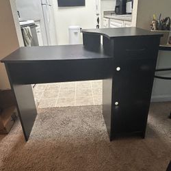 desk with drawer and desktop compartment