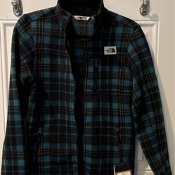 Northface Plaid  Fleece Zip Up  Jacket Boys Large 14/16) 