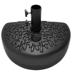 Weighted Plastic Half Moon Patio Umbrella Base in Black