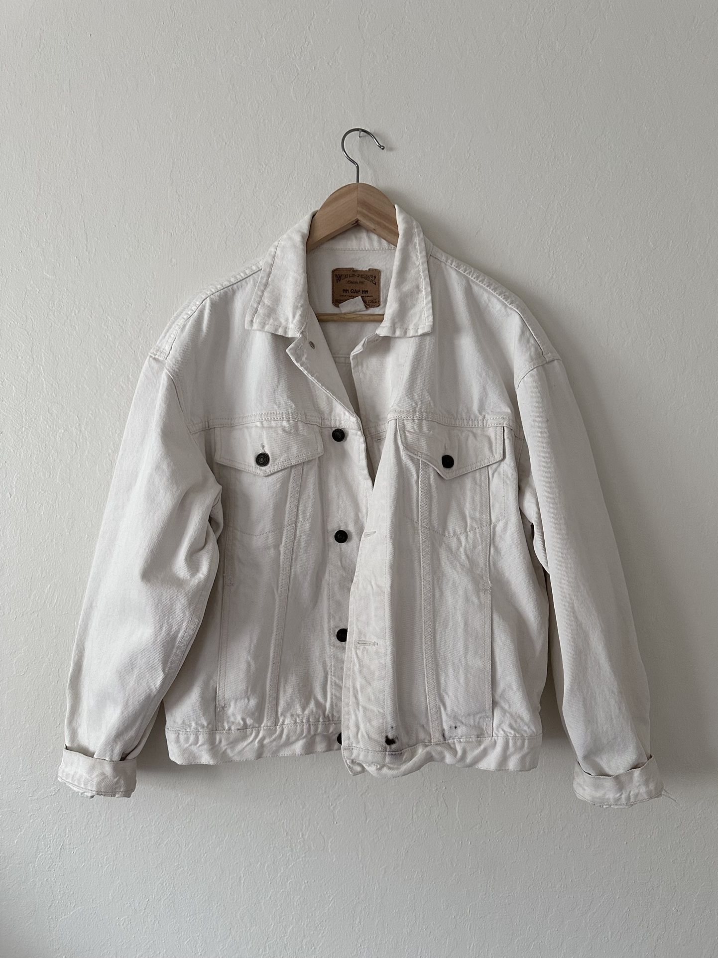 Gap workforce vintage 90s white cotton denim workwear jacket women’s large xl